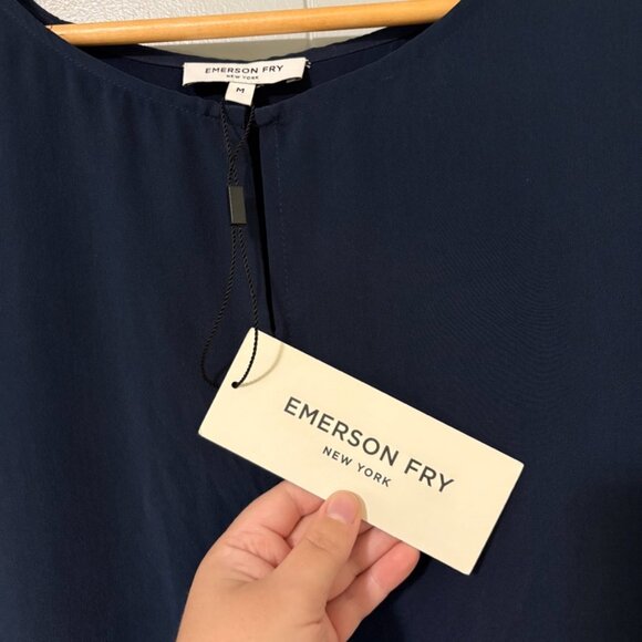 NEW Emerson Fry Solar Tunic Deep Sea Medium Navy 100% Silk Lagenlook Minimalist - Picture 14 of 16